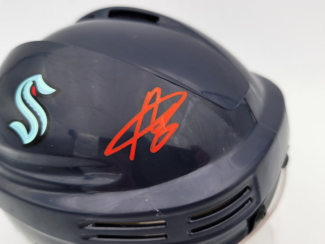 Adam Larsson Autographed Signed Seattle Kraken Blue Mini Helmet MCS Holo #97383