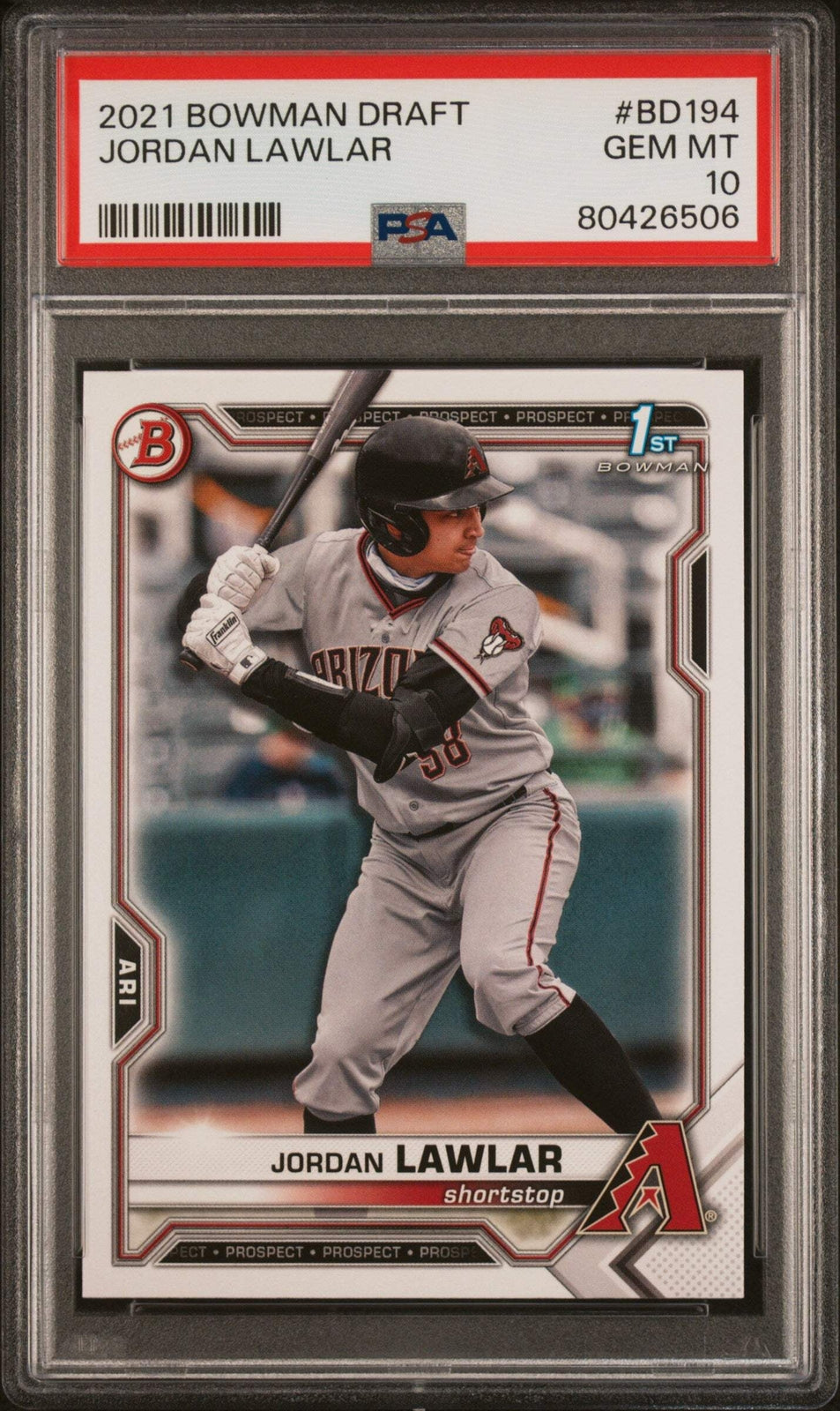 Graded 2021 Topps Bowman Draft Jordan Lawler #BD194 Rookie Baseball Card PSA 10