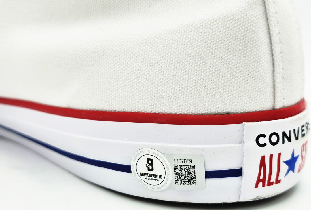 Julius Erving Signed White All Star 76ers Logo Converse Shoes Size 16 Beckett