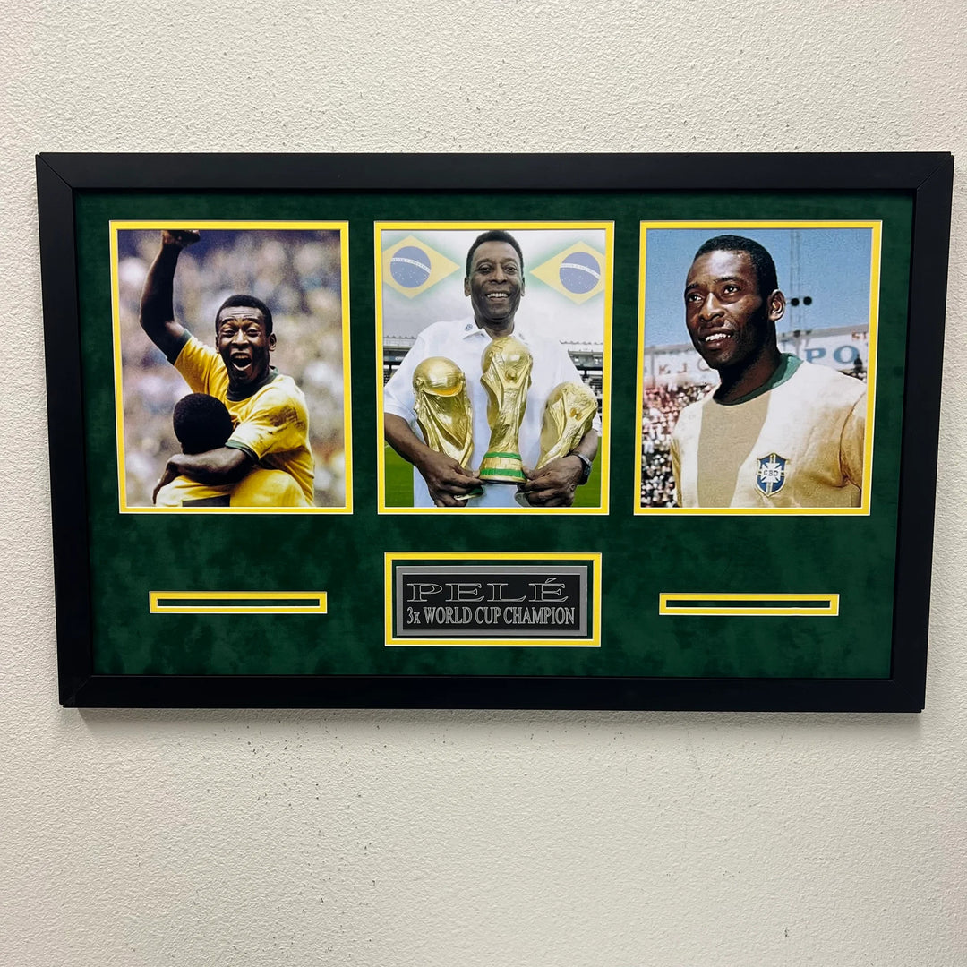 Pelé Custom Framed 3 Photo Display Brazil National Football Team