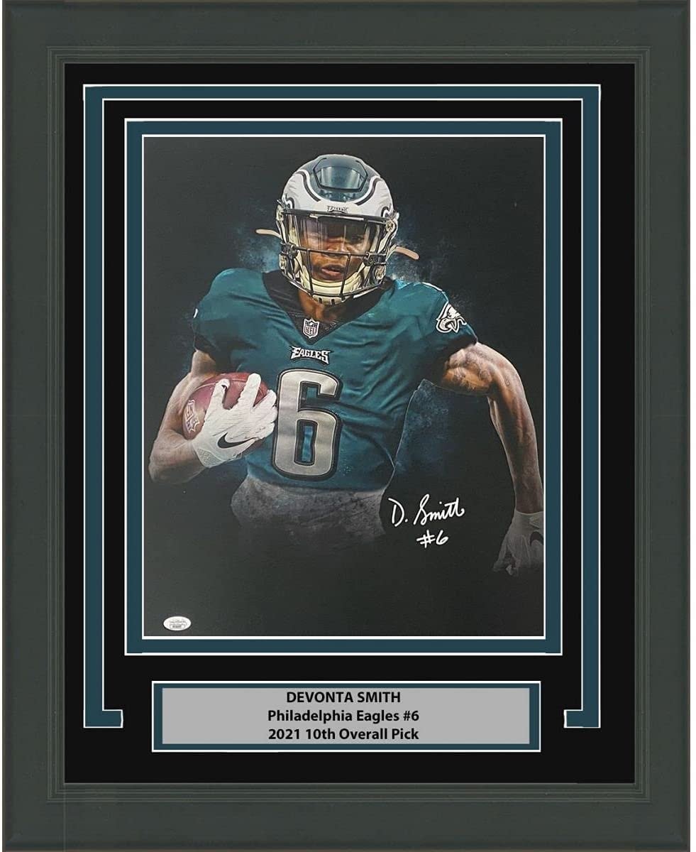 Framed Autographed/Signed DeVonta Smith Eagles 16x20 Photo JSA COA