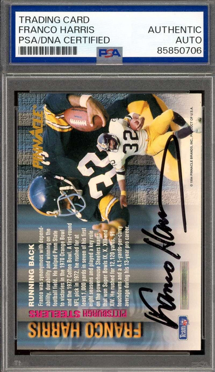 Franco Harris PSA DNA Signed 1994 Pinnacle Autograph Steelers