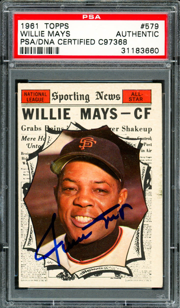 Willie Mays Signed 1961 Topps Card 579 San Francisco Giants PSA/DNA #31183660