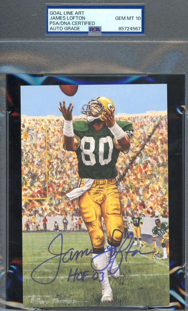 James Lofton Gem Mint 10 PSA DNA Autograph Goal Line Art Card GLAC Signed HOF 03