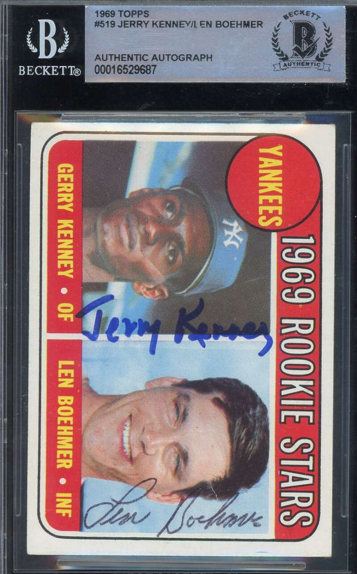 Jerry Kenney Len Boehmer Beckett BAS Signed 1969 Topps Rookie Stars Autograph