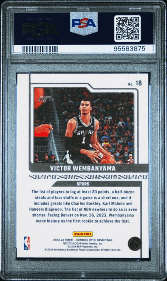 Graded 2023 Donruss Optic Victor Wembanyama #18 Elite Dominators RC Card PSA 10