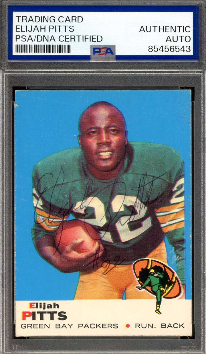 Elijah Pitts PSA DNA Vintage Signed 1969 Topps Autograph