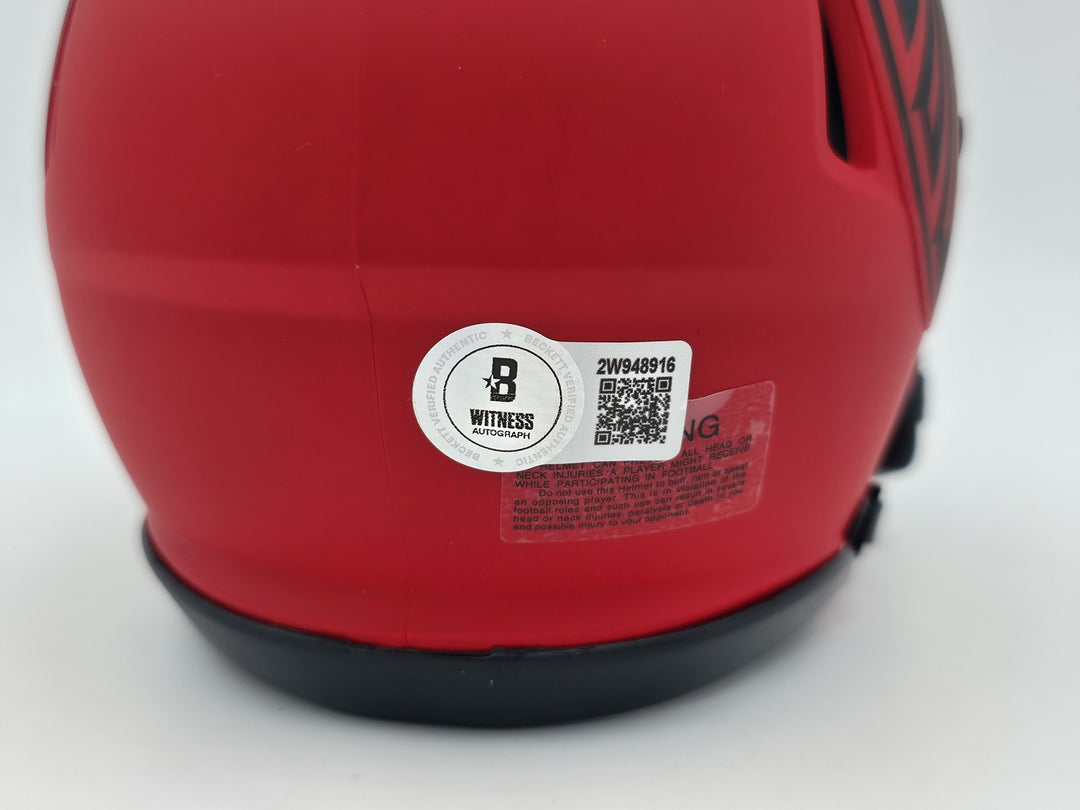 Michael Vick Signed Atlanta Falcons Rave Red Speed Mini Helmet Beckett Wit