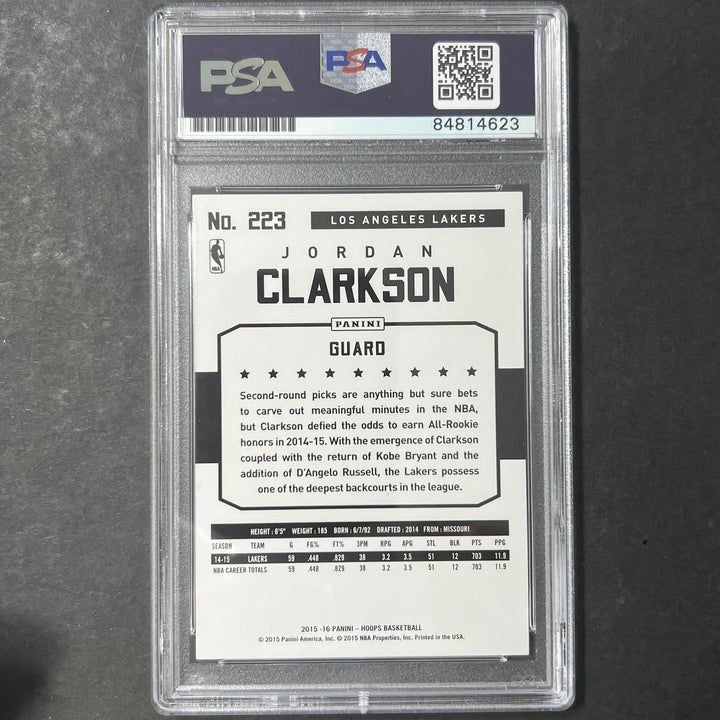 2015-16 NBA Hoops #223 Jordan Clarkson Signed Card AUTO PSA Slabbed Lakers