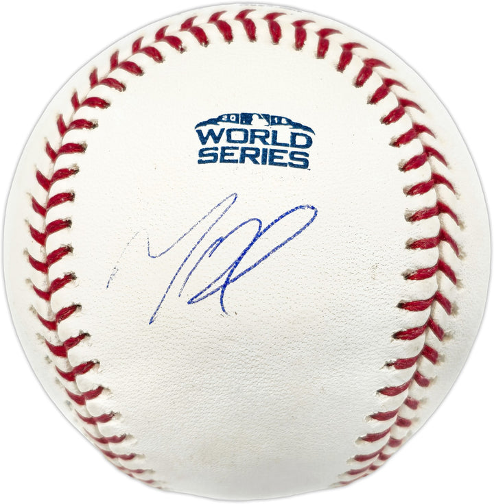 Mookie Betts Auto Off. 2018 WS Logo Baseball Red Sox & Dodgers Beckett BJ56053