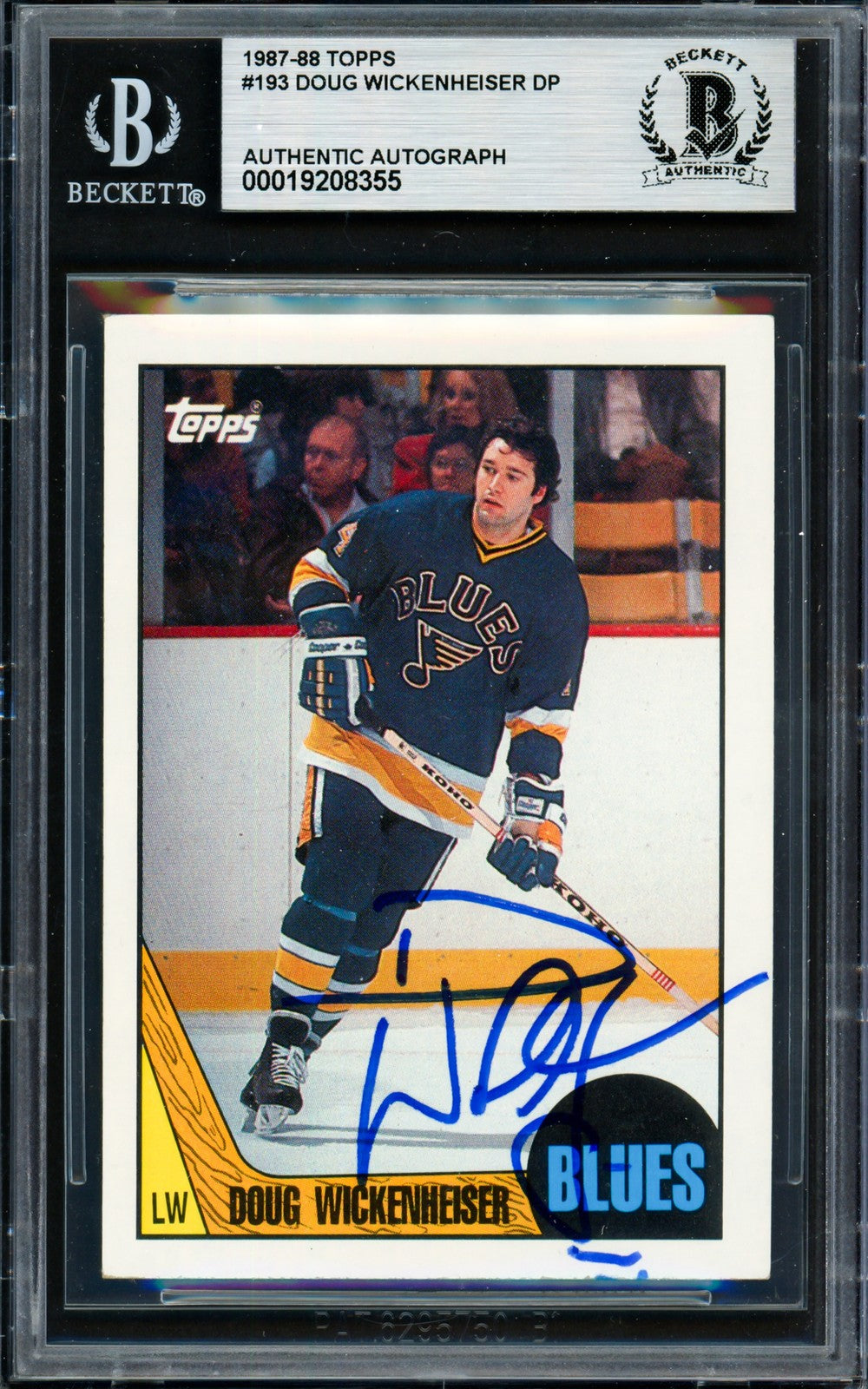 Doug Wickenheiser Signed 1987-88 Topps Card 193 St. Louis Blues Beckett