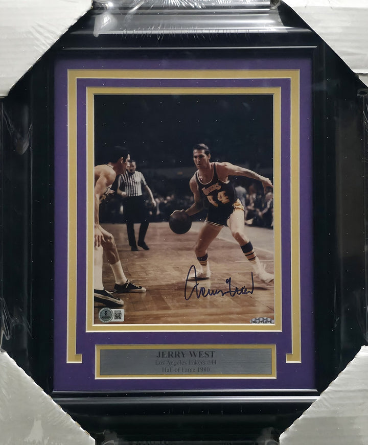 Jerry West Signed Framed 8x10 Photo Lakers UDA Holo & Beckett QR #BS12759