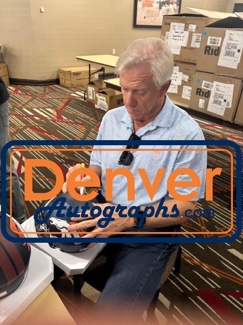John Elway Autographed Denver Broncos Mid-Size Midi Helmet Beckett Witness 55226
