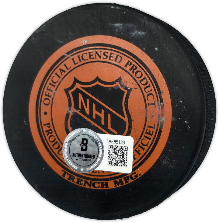 Gordie Howe, Sid Abel, & Ted Lindsay Red Wings Logo Puck Production Auto Beckett