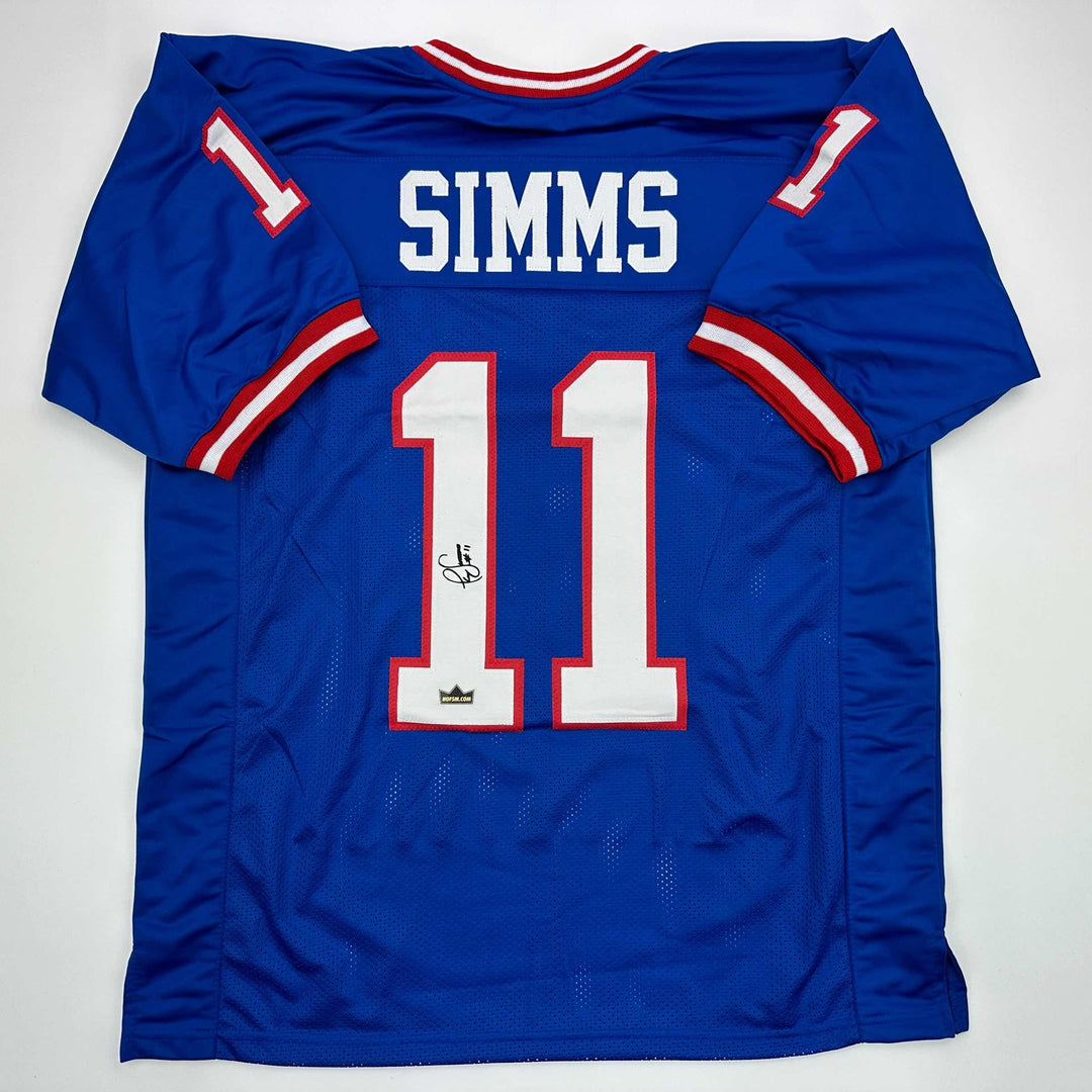 Facsimile Autographed Phil Simms New York Blue Reprint Jersey Size Men's XL