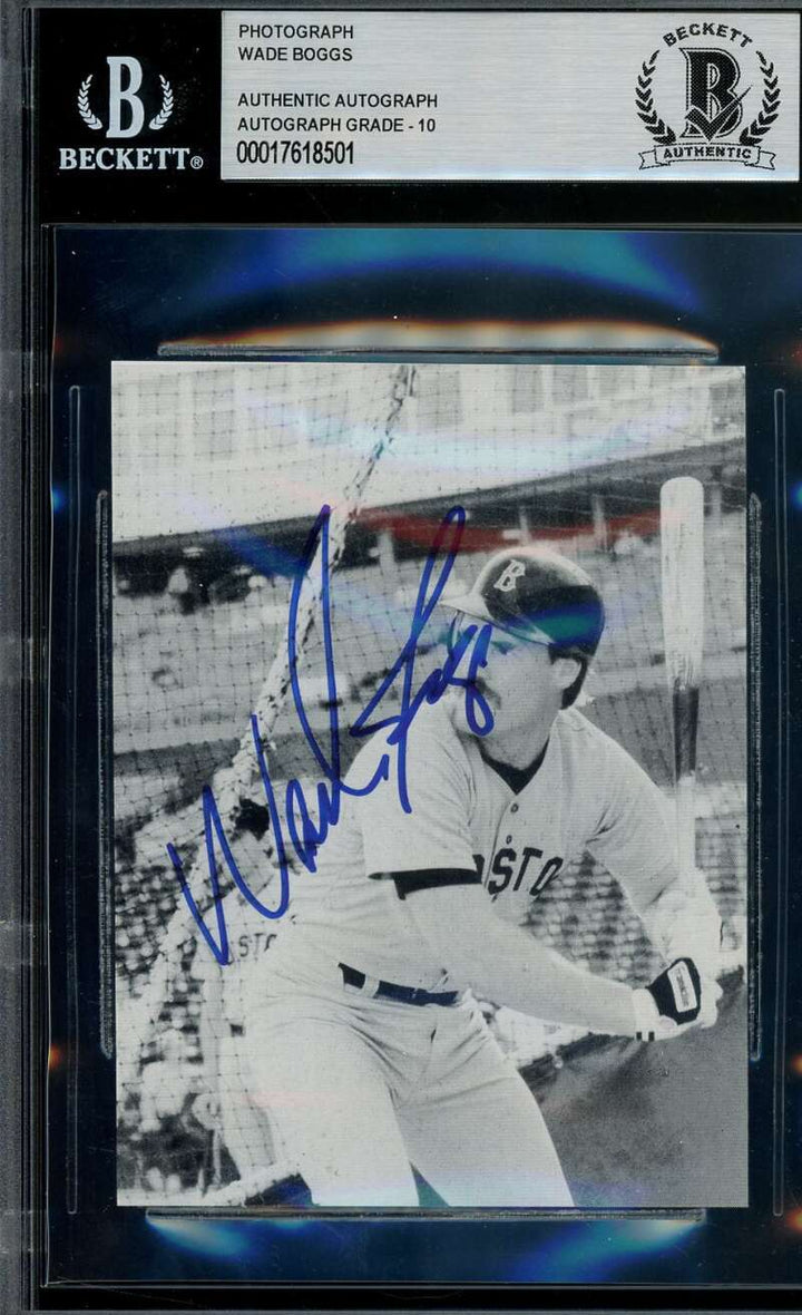 Wade Boggs Gem Mint 10 Beckett BAS Signed Photograph Autograph