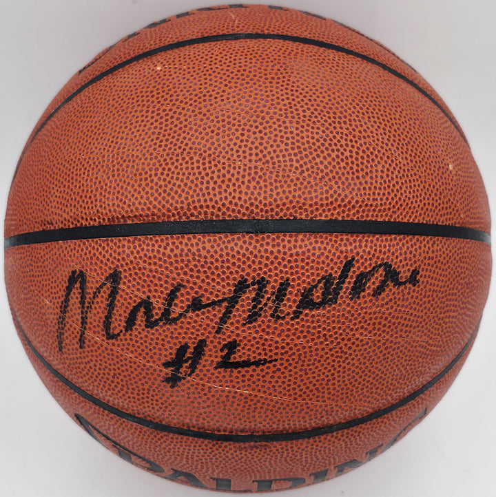 Moses Malone Signed Official NBA Leather Basketball 76ers, Rockets JSA #AV29209