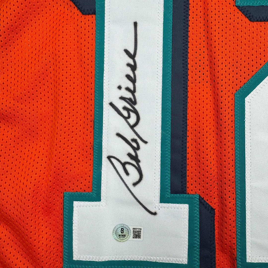 Autographed/Signed BOB GRIESE Miami Orange Football Jersey JSA COA Auto