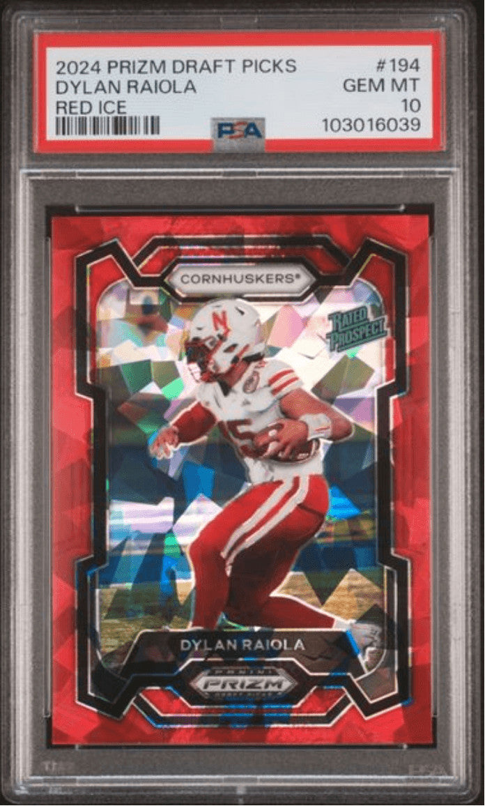 Graded 2024 Panini Prizm DP Dylan Raiola #194 Red Ice RC Card PSA 10