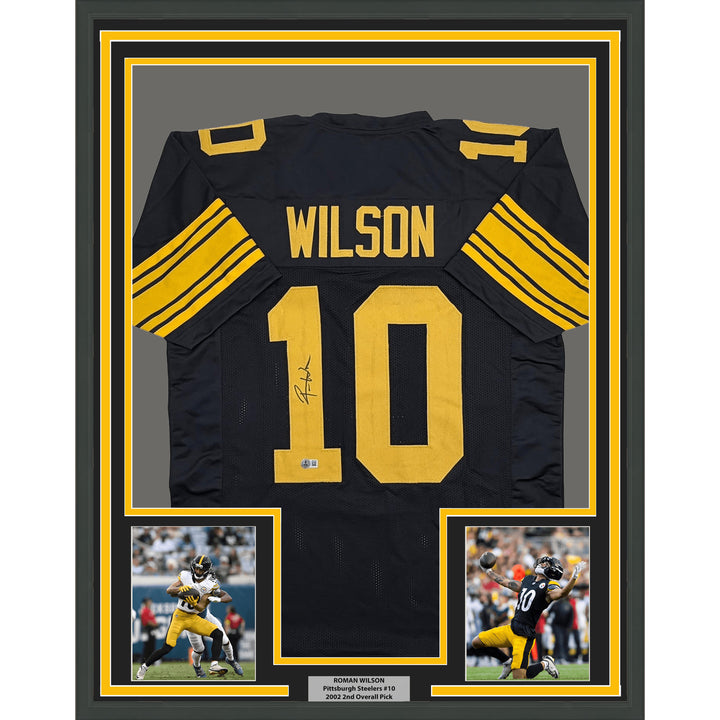 Framed Autographed Roman Wilson 35x39 Pittsburgh Color Rush Jersey BAS COA