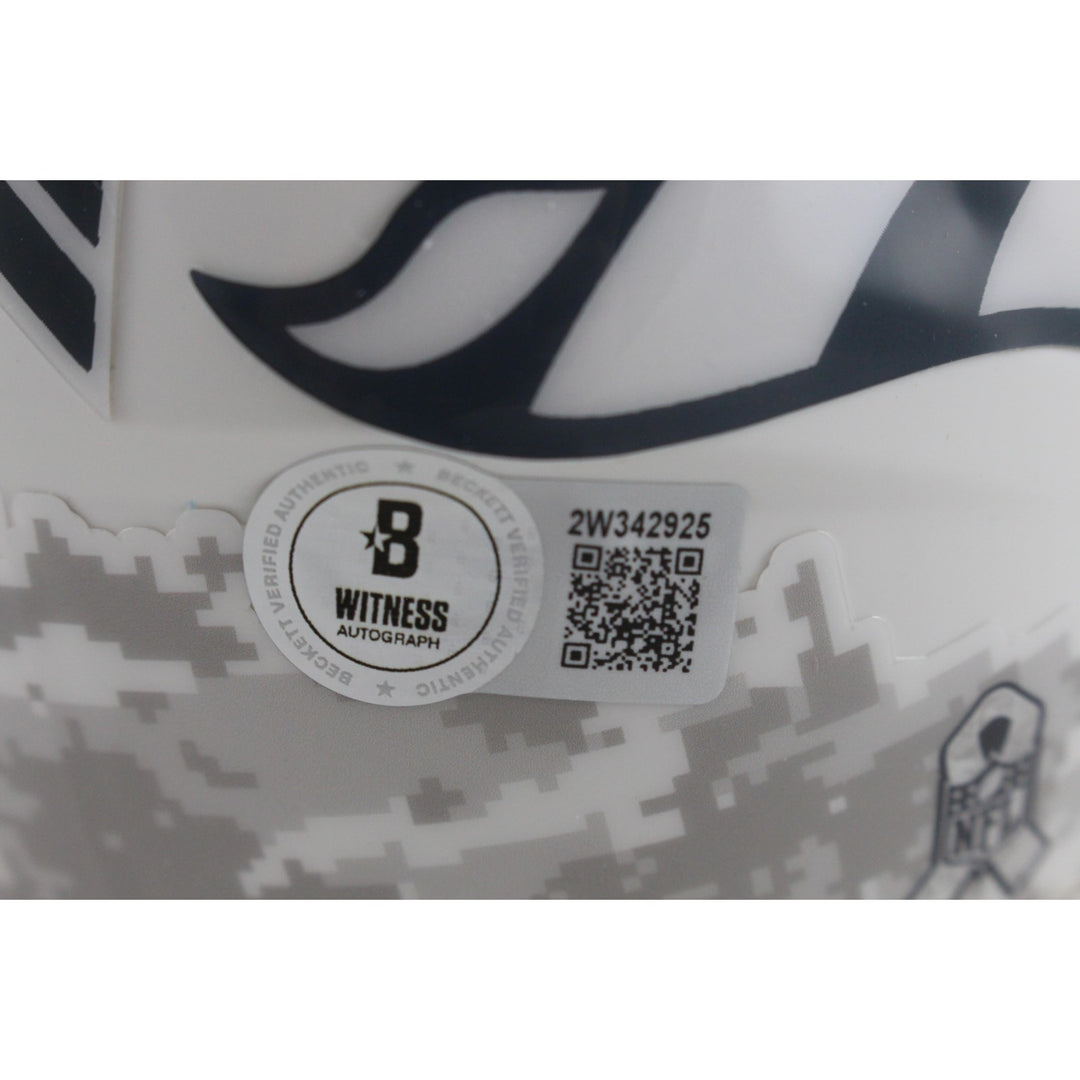 John Elway Autographed Denver Broncos 24 STS Mini Helmet Beckett Witness 50209