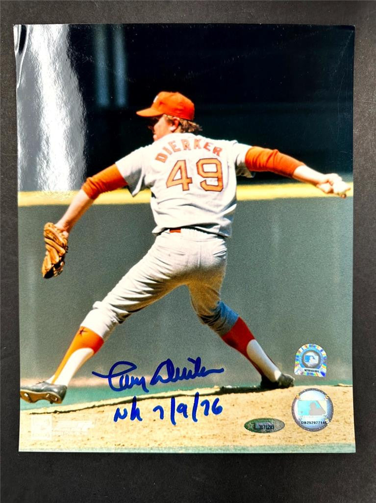 Larry Dierker signed "NH 7/9/76" Astros 8x10 Photo autograph TriStar / MLB Holo