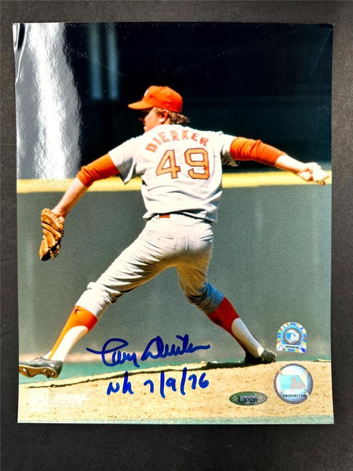 Larry Dierker signed "NH 7/9/76" Astros 8x10 Photo autograph TriStar / MLB Holo
