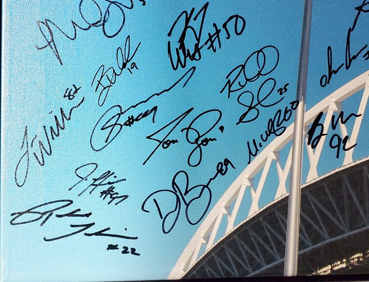 Seahawks SB XLVIII Champ Signed 20x30 Canvas Photo With 42 Sigs #/112 MCS Holo