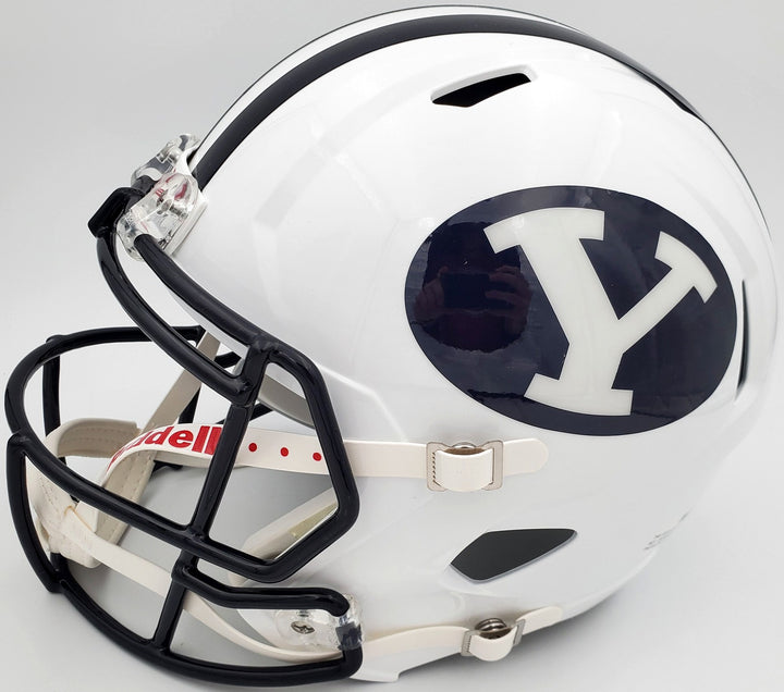 Zach Wilson Signed BYU Cougars White Full Size Replica Speed Helmet Beckett BAS