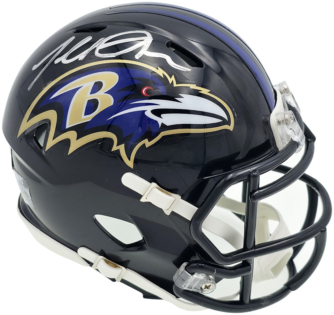 Terrell Suggs Auto Signed Baltimore Ravens Black Speed Mini Helmet Beckett Wit