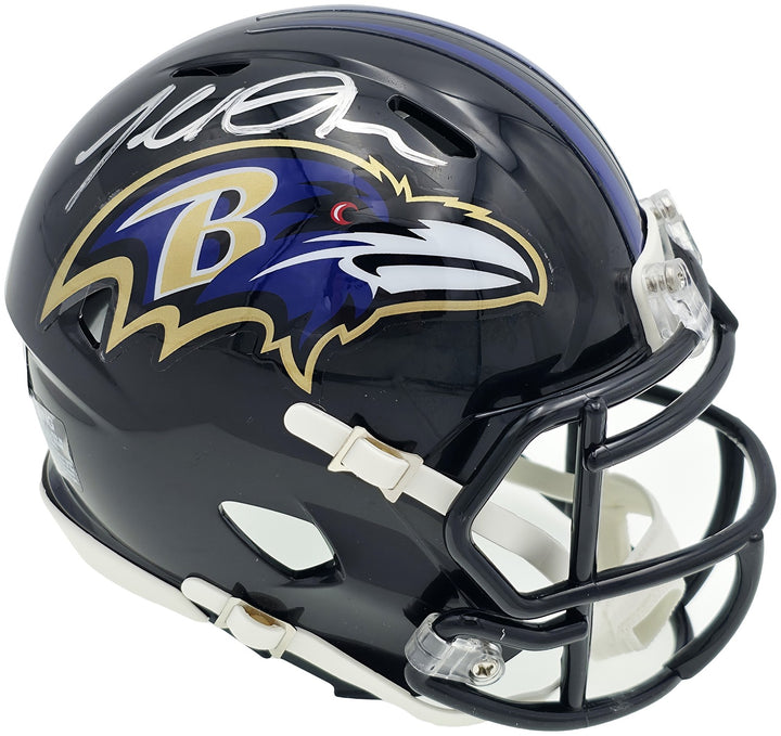 Terrell Suggs Auto Signed Baltimore Ravens Black Speed Mini Helmet Beckett Wit