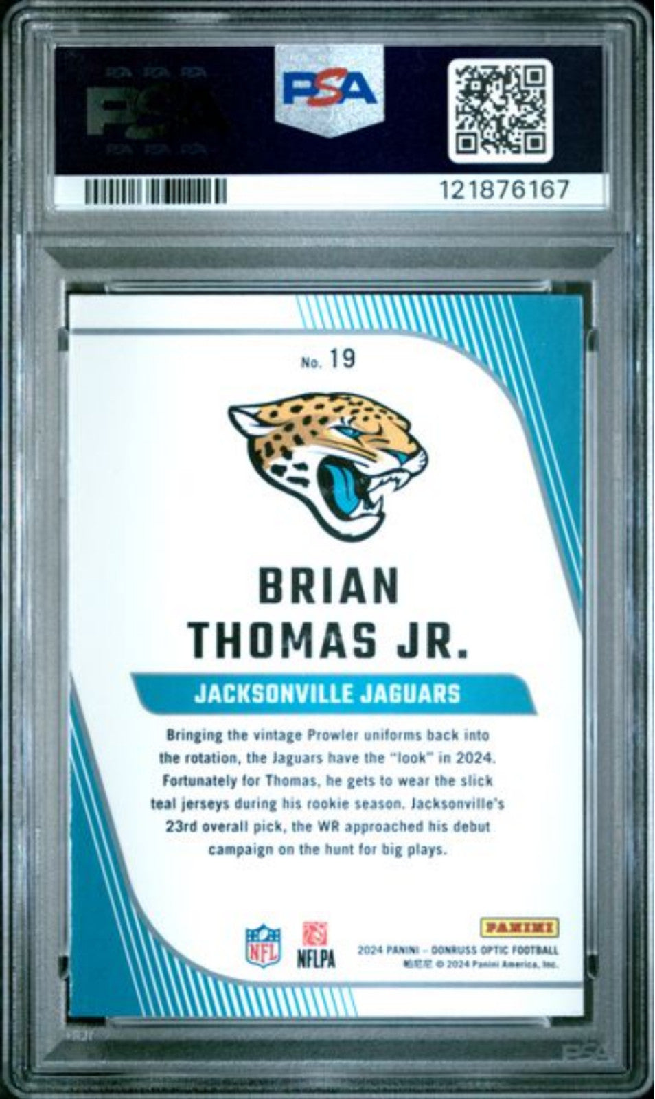 Graded 2024 Panini Donruss Optic Brian Thomas Jr #19 Primary Rookie Card PSA 10