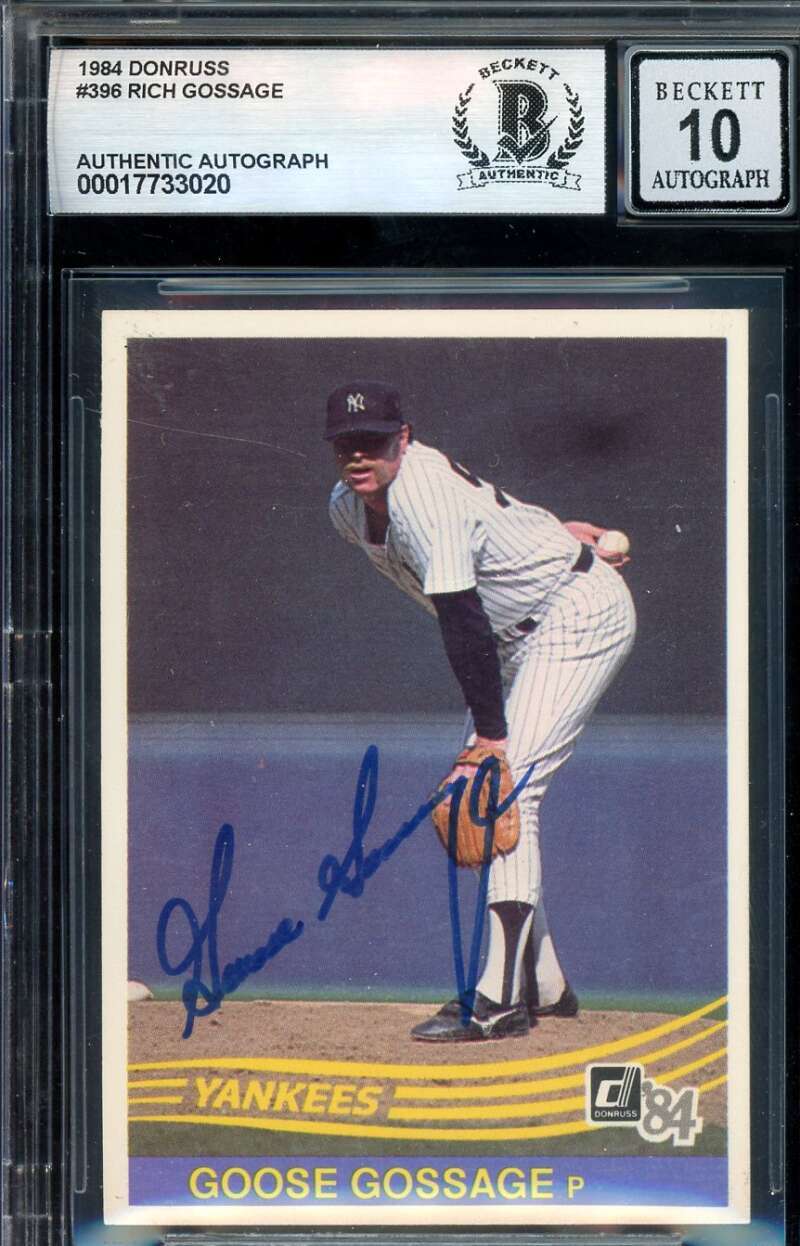 Rich Goose Gossage Gem Mint 10 Beckett BAS Signed 1984 Donruss Autograph