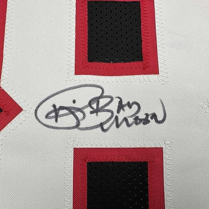Framed Autographed/Signed Andre Rison 35x39 Atlanta Black Jersey BAS COA