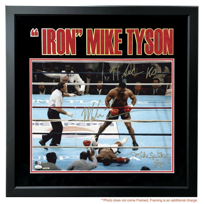 Mike Tyson Michael Spinks Dual Signed Framed 16x20 Photo #D/20 Inscribed JSA COA