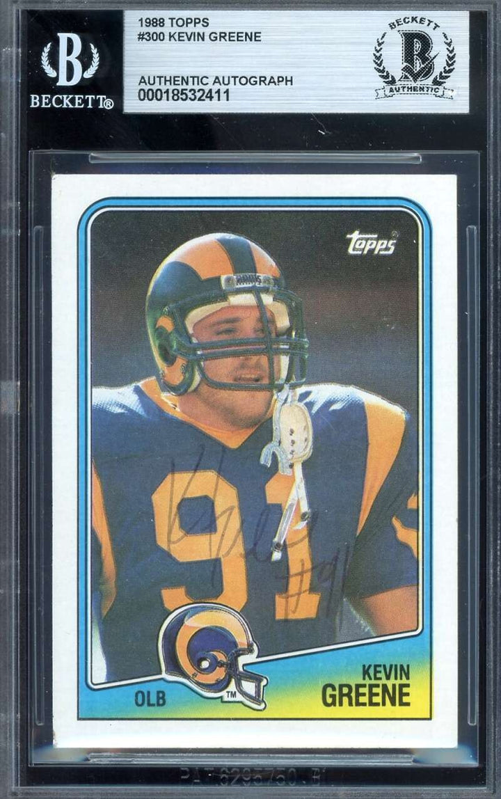 Kevin Greene Beckett BAS Vintage Signed 1988 Topps Rookie Autograph