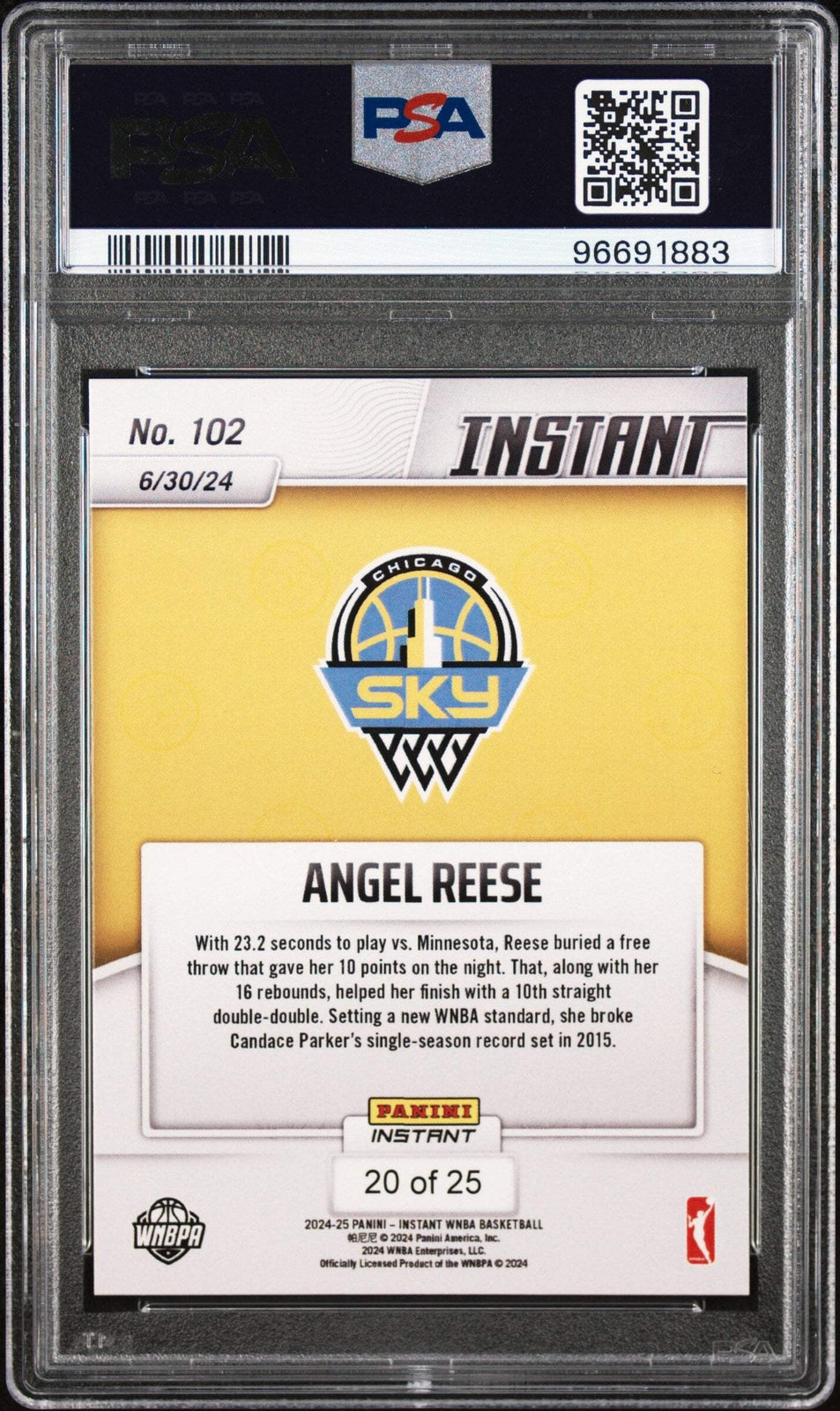 Graded 2024 Panini Instant Angel Reese #102 Jungle /25 RC Basketball Card PSA 10