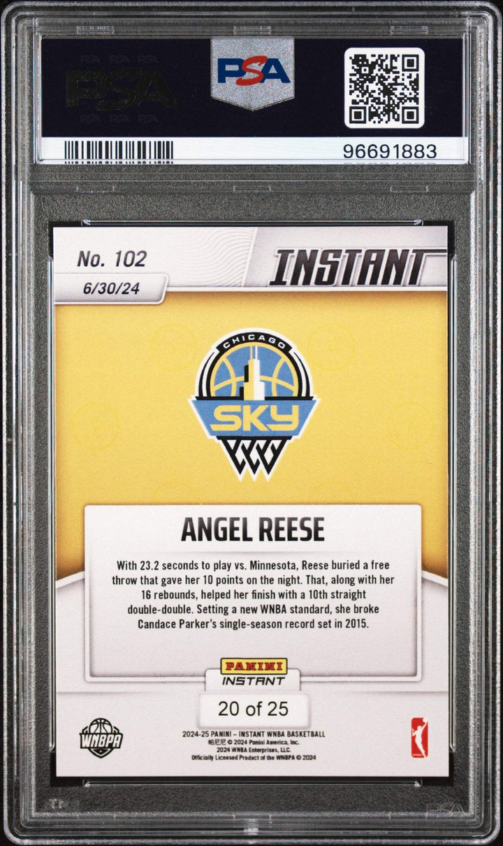 Graded 2024 Panini Instant Angel Reese #102 Jungle /25 RC Basketball Card PSA 10