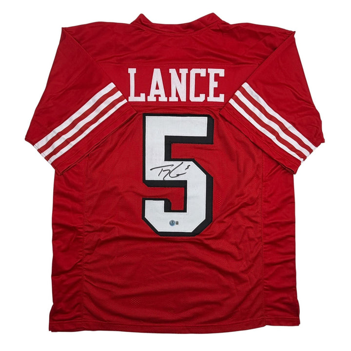 Autographed/Signed Trey Lance San Francisco Red ALT Jersey Beckett BAS COA