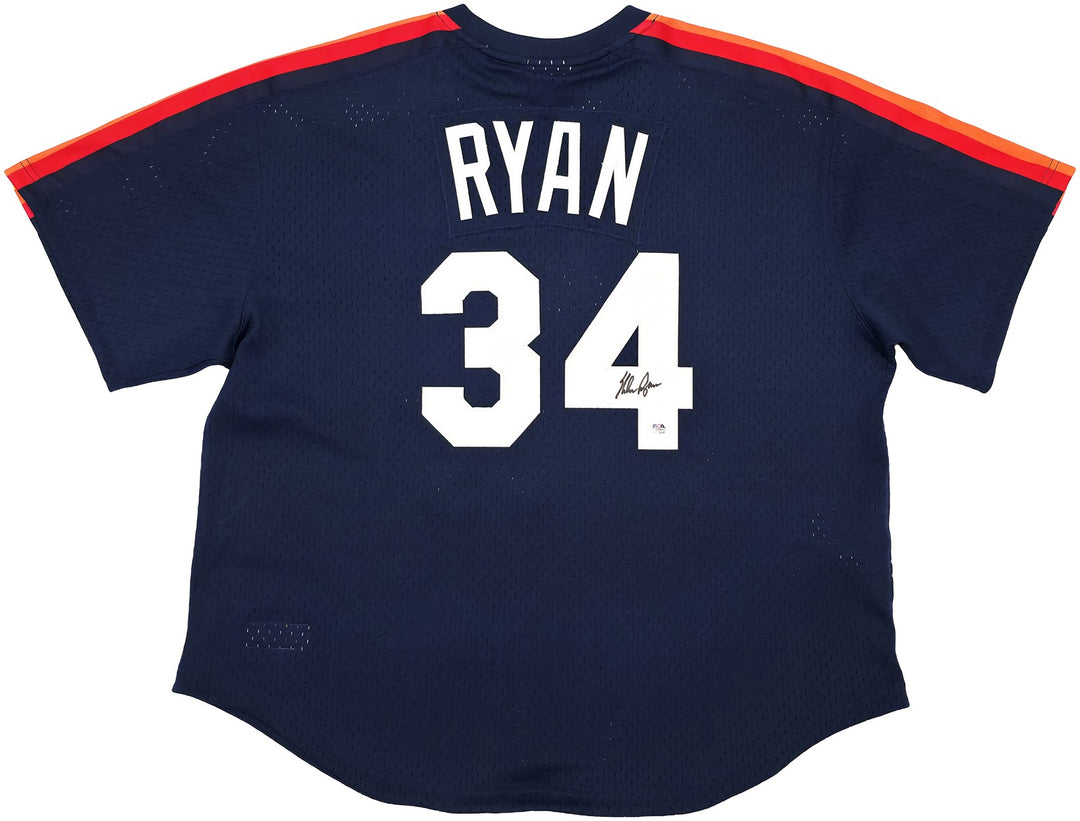 Houston Astros Nolan Ryan Signed Blue Mitchell & Ness Cooperstown Collection