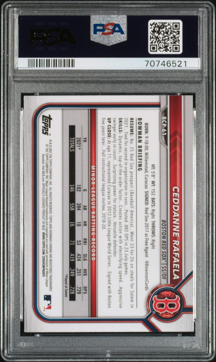 Graded 2022 Bowman Mega Box Ceddanne Rafaela #BCP61 Rookie Baseball Card PSA 10