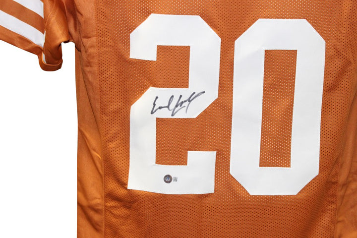 Earl Campbell Autographed College Style Blue Jersey XL Beckett Witness 40097