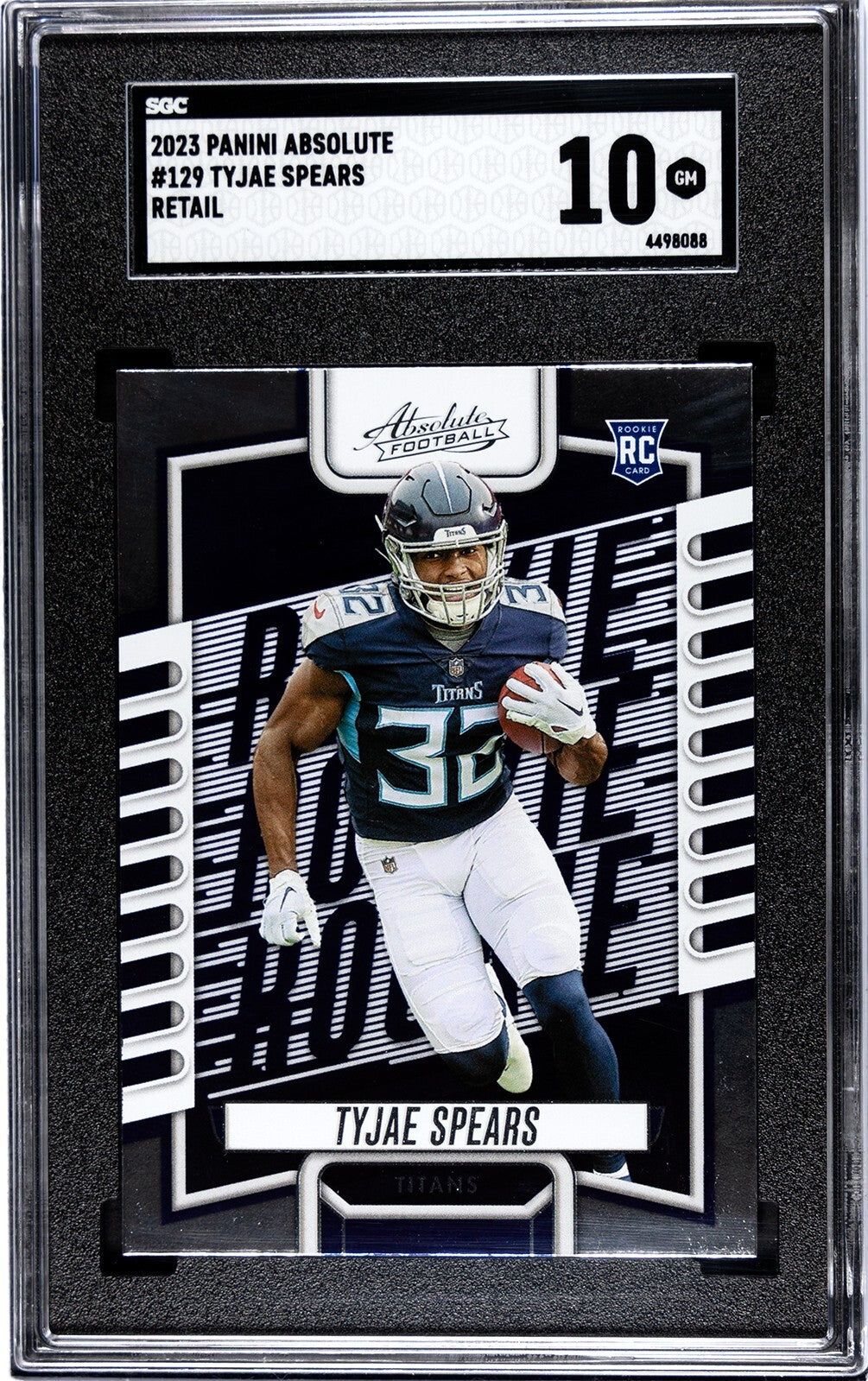 Tyjae Spears 2023 Panini Absolute Retail Rookie Card (RC) #129- SGC Graded 10 GM