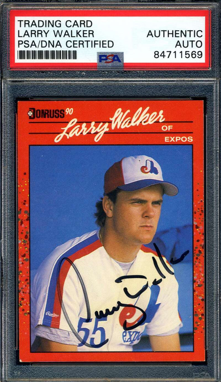 Larry Walker PSA DNA Vintage Signed 1990 Donruss Rookie Autograph