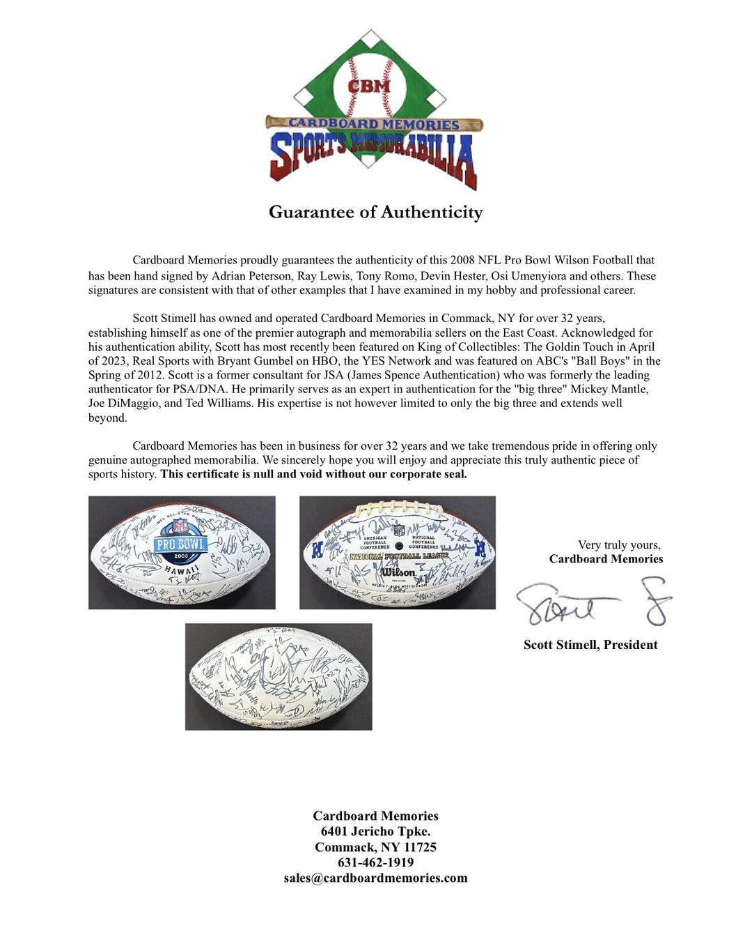 2008 Pro Bowl Team Signed NFL Football Adrian Peterson Tony Romo 40 + Auto Coa