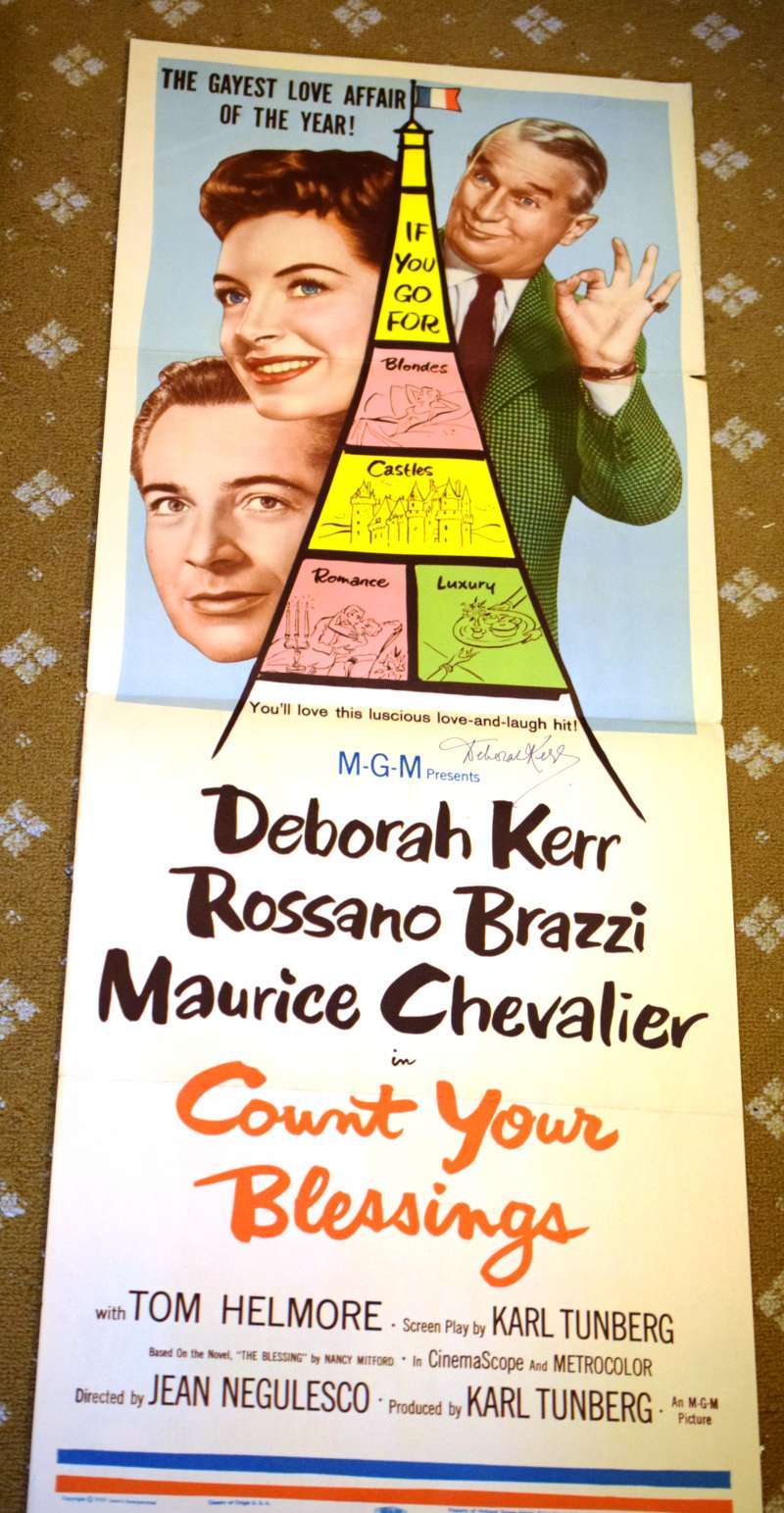 Deborah Kerr Signed Jsa Original 34x14 Count Your Blessings Lobby Card Autograph