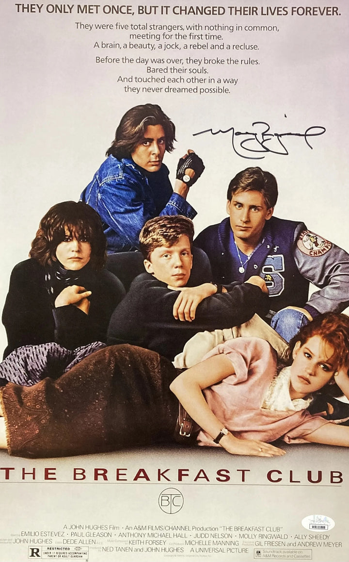 Molly Ringwald Top Signed 11x17 The Breakfast Club Movie Poster Photo JSA ITP
