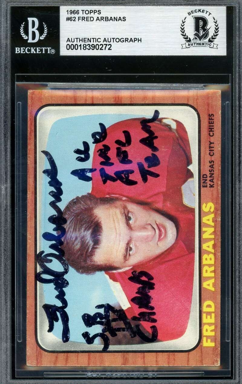 Fred Arbanas Beckett BAS Signed 1966 Topps Autograph
