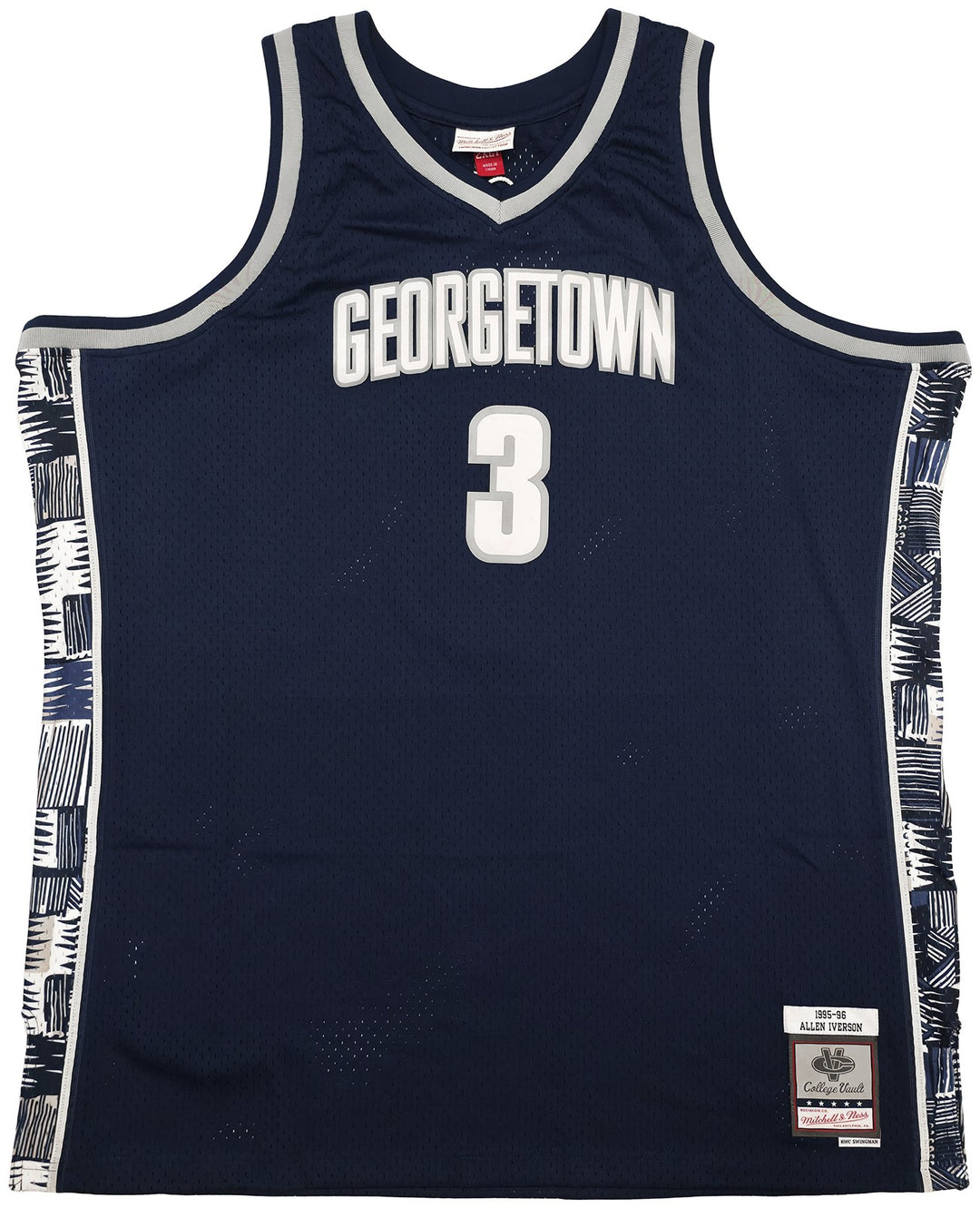 Georgetown Hoyas Allen Iverson Auto Blue Mitchell Ness 95-96 Jersey 2XLT BAS