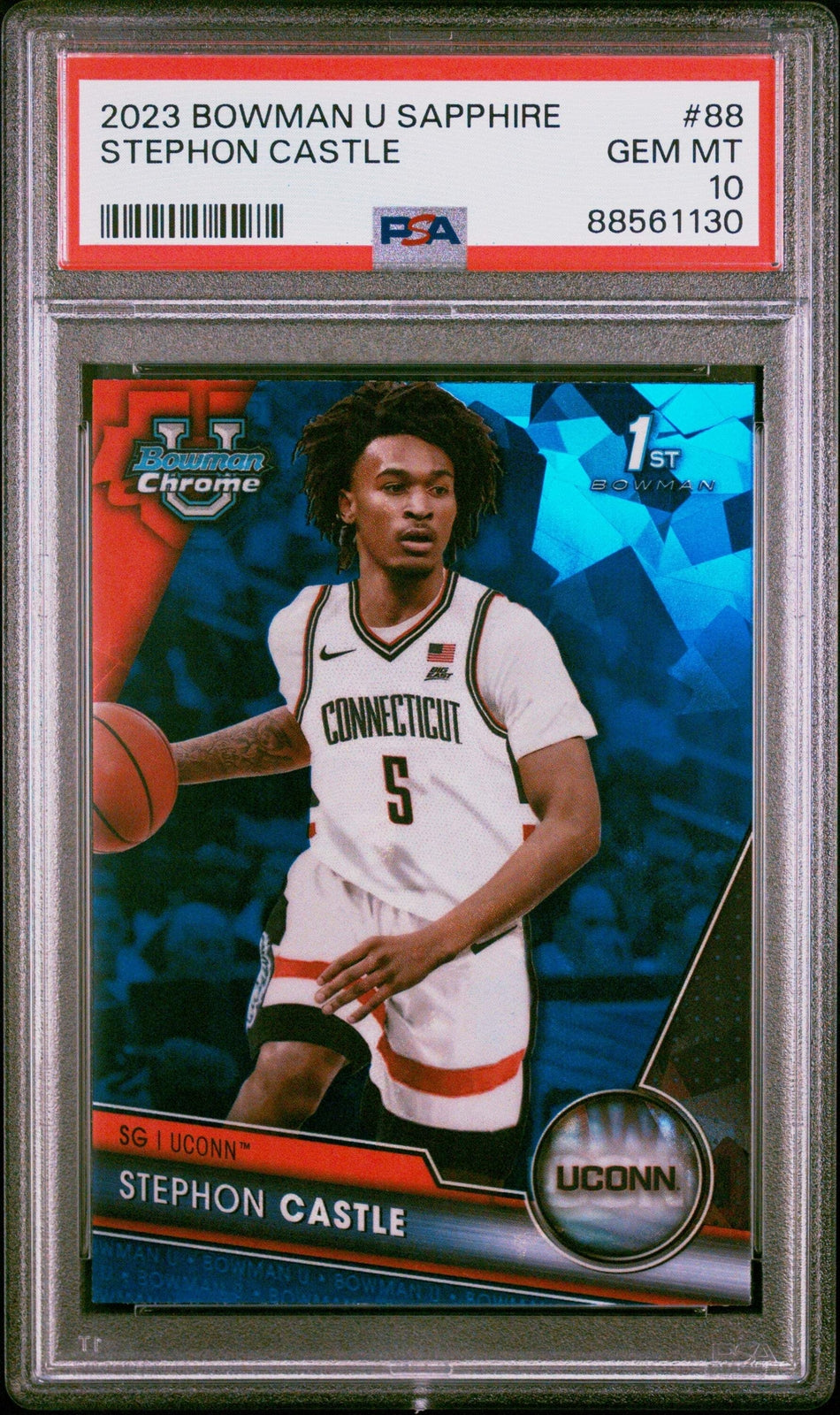 Graded 2023 Bowman Sapphire Stephon Castle #88 Rookie RC Basketball Card PSA 10